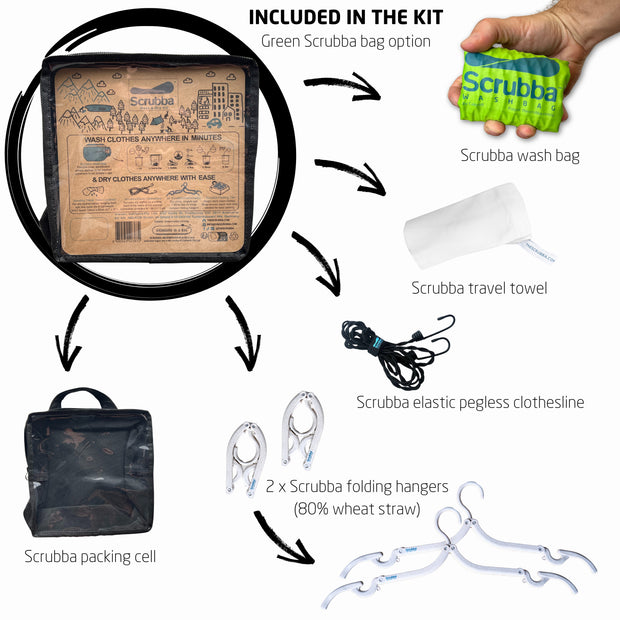 Scrubba wash & dry kit: Ships Free - A Portable washing machine and drying kit for travel and camping