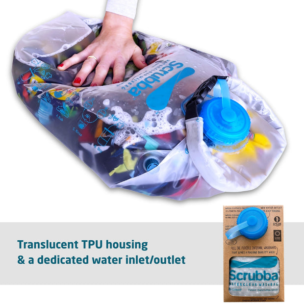 The Scrubba Waterclear wash bag: Ships Free - a translucent portable washing machine