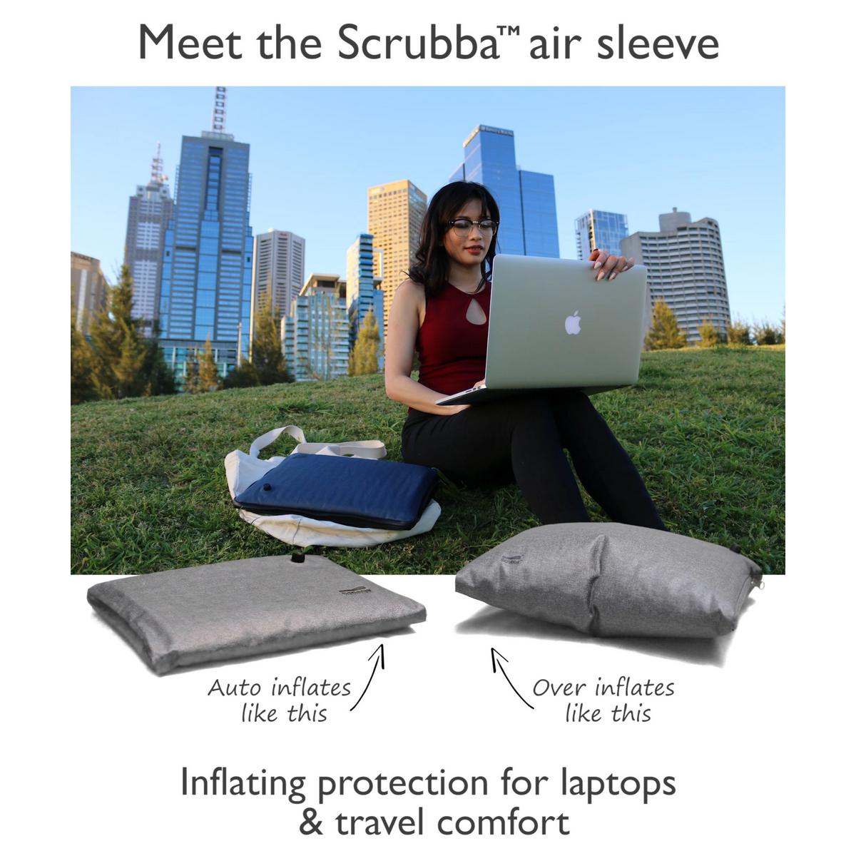 Scrubba Air Sleeve - Inflating laptop sleeve and travel pillow ...
